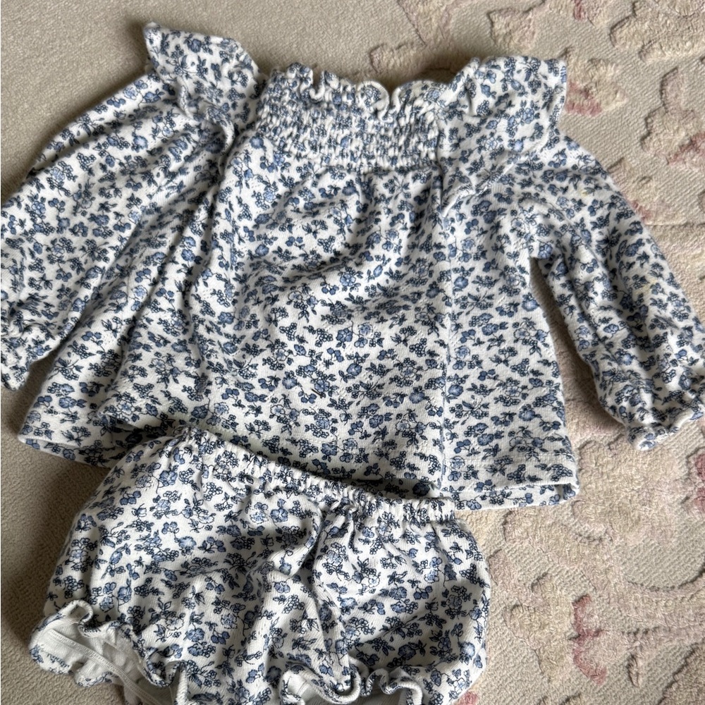 Janie and Jack Blue Floral Baby Outfit
